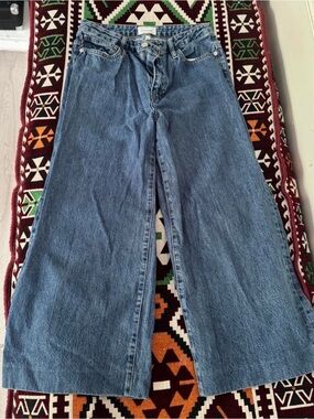 Frame Denim Wide Leg Cropped Blue Jeans